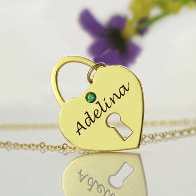 I Love You Heart Lock Keepsake Necklace With Name - 18CT Gold