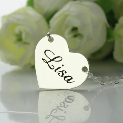 Solid Gold Stamped Name Heart Love Necklaces