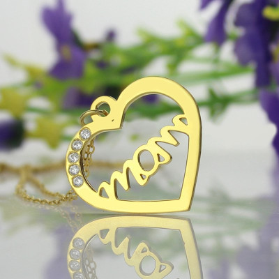 Mothers Heart Necklace With Birthstone - 18CT Gold