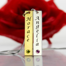 Golden Stories: Crafting Your Custom Couple Name Tag with Birthstones