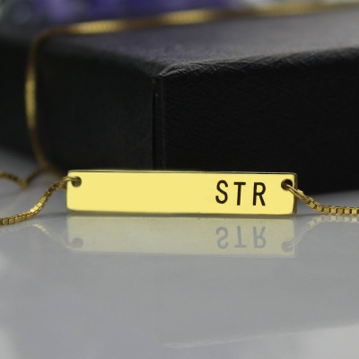 Personalised Initial Bar Necklace - 18CT Gold