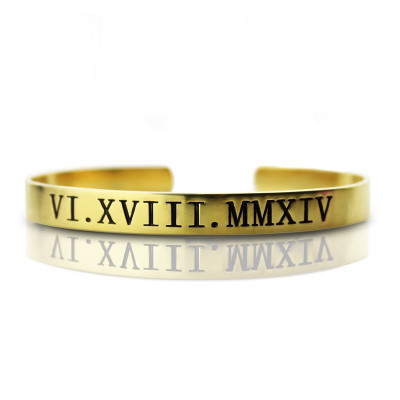 Personalised Roman Numeral Bracelet - 18CT Gold