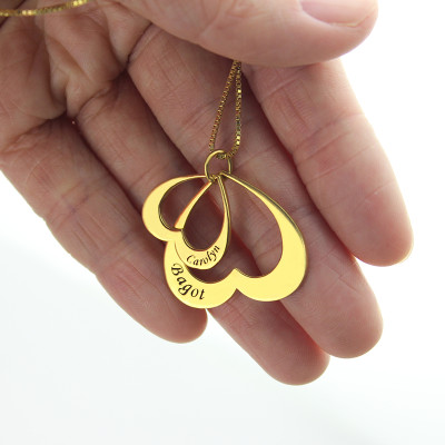 Heart in Heart Name Pendant - 18CT Gold