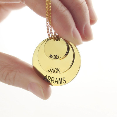 Disc Necklace With Kids Name For Mom - 18CT Gold