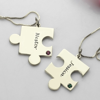 Solid Gold Engraved Puzzle Name Necklace for Couples Love Name Necklace s