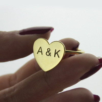 Engraved Sweetheart Ring with Double Initials - 18CT Gold