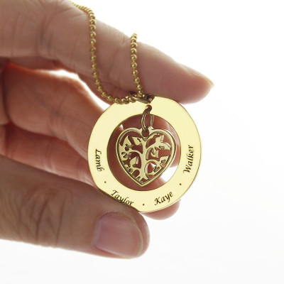 Circle Family Tree Pendant Necklace - 18CT Gold