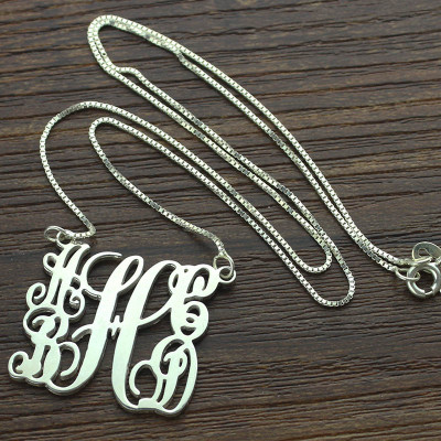 Solid White Gold Customised 5 Initials Family Monogram Name Necklace