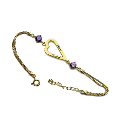 Solid Gold Open Heart Love Necklace Bracelet Engraved Name