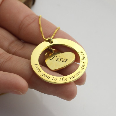Solid Gold Custom Mom I Love You to the Moon and Back Necklace