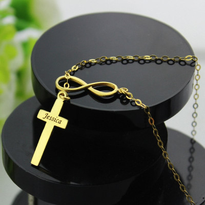 Infinity Symbol Cross Name Necklace