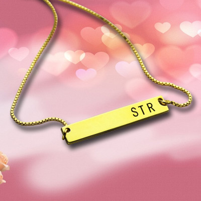 Personalised Initial Bar Necklace - 18CT Gold