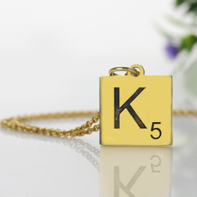 Engraved Scrabble Initial Letter Necklace - 18CT Gold