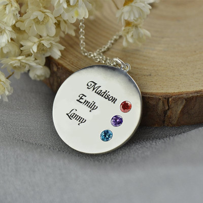 Solid Gold Grandma's Disc Birthstone Necklace