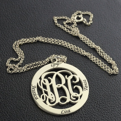Solid Gold Family Monogram Name Necklace