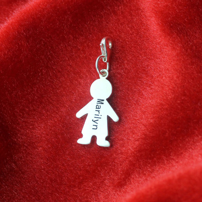 Solid White Gold Boy Pendant on Lobster Clasp