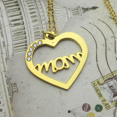 Mothers Heart Necklace With Birthstone - 18CT Gold