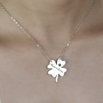 Solid White Gold Clover Good Luck Charms Shamrocks Necklace