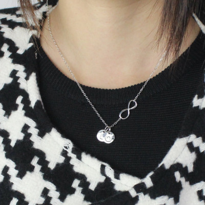 Solid White Gold Custom Infinity Initial Necklace,Sister Necklace,Friend Necklace