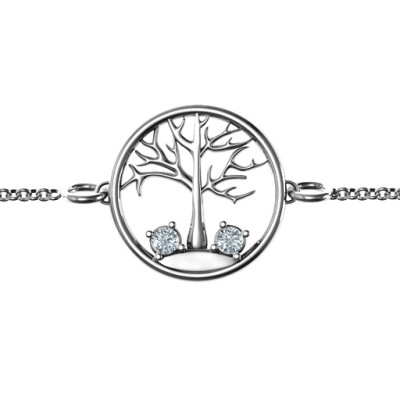 18CT White Gold 1 - 4 Stone Family Tree Bracelet