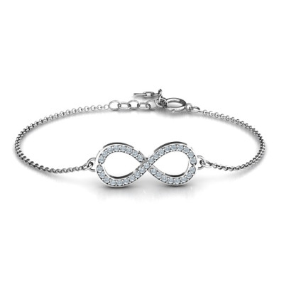 18CT White Gold Accented Infinity Bracelet