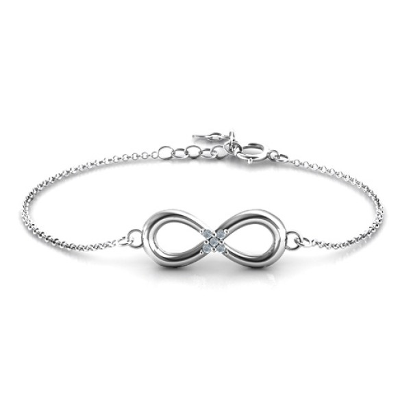 18CT White Gold Classic Infinity With Centre Accents Bracelet
