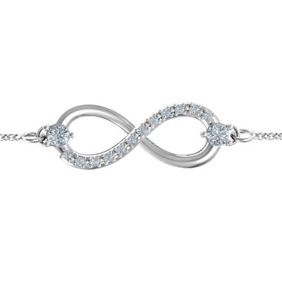 18CT White Gold Double Stone Infinity Accent Bracelet