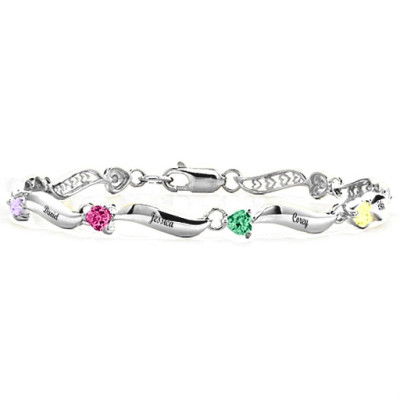 18CT White Gold Engraved Bracelet with 1-8 Stones