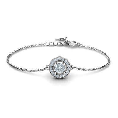 18CT White Gold Halo and Accents Bracelet