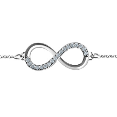 18CT White Gold Infinity Bracelet with Single Accent Row