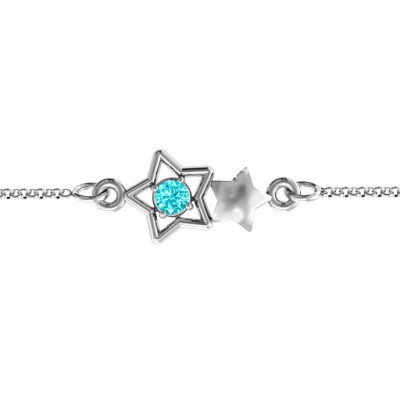 18CT White Gold Me and My Shadow Star Bracelet