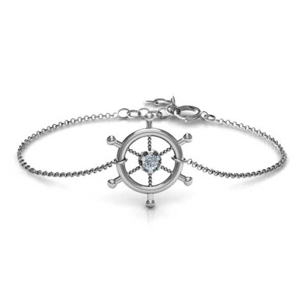 18CT White Gold Ship's Wheel Bracelet