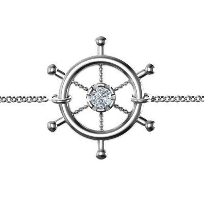 18CT White Gold Ship's Wheel Bracelet