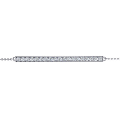 18CT White Gold Beaming Bar Bracelet With Cubic Zirconia Accent Stones