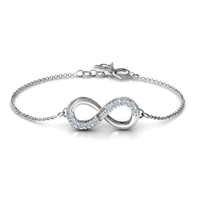 18CT White Gold Birthstone Accent Infinity Bracelet