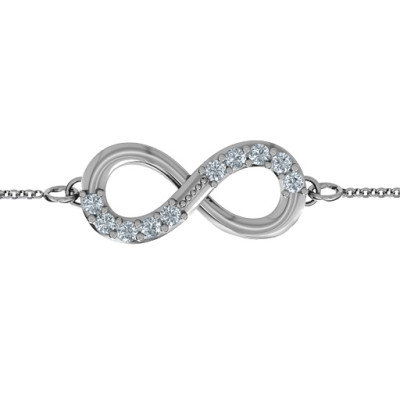 18CT White Gold Birthstone Accent Infinity Bracelet