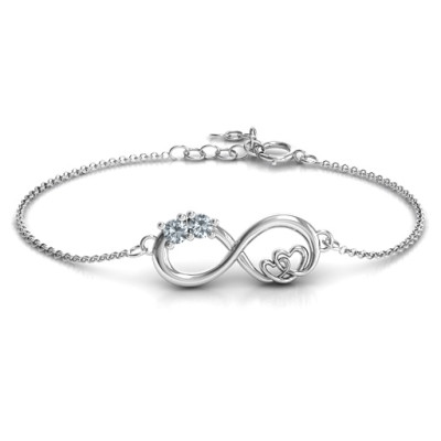 18CT White Gold Double the Love Infinity Bracelet