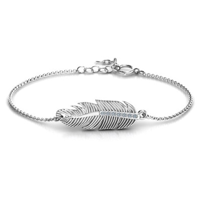 18CT White Gold Feather with Accent Stones Bracelet