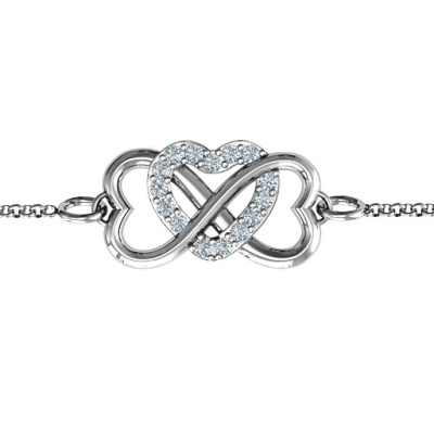 18CT White Gold Triple Heart Infinity Bracelet