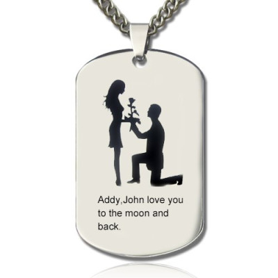Solid Gold Marriage Proposal Dog Tag Name Necklace