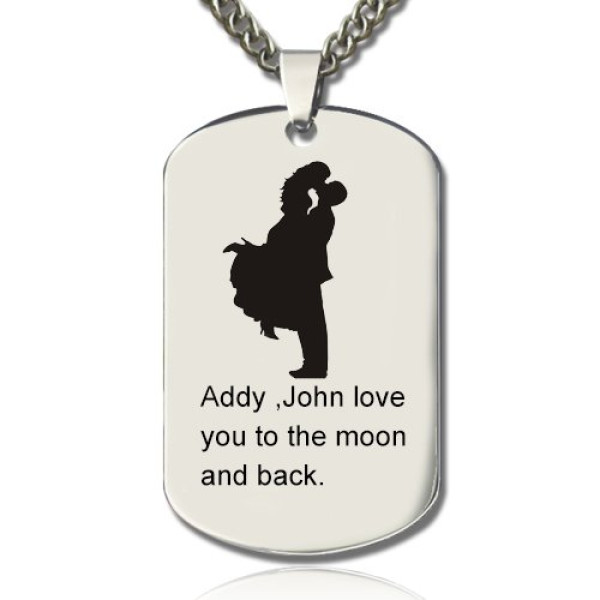 Solid Gold Faill In Love Couple Name Dog Tag Necklace