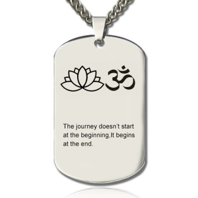 Solid Gold Yoga Theme,Lotus Flower Name Dog Tag Necklace