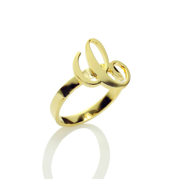 Personalised Carrie Initial Letter Ring - 18CT Gold