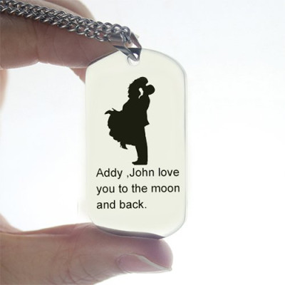 Solid Gold Faill In Love Couple Name Dog Tag Necklace