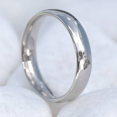18CT White Gold Wedding Ring, 4mm Comfort Fit