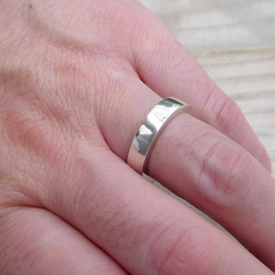 Handmade Chunky Mens Solid White Gold Ring