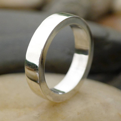 Handmade Chunky Mens Solid White Gold Ring
