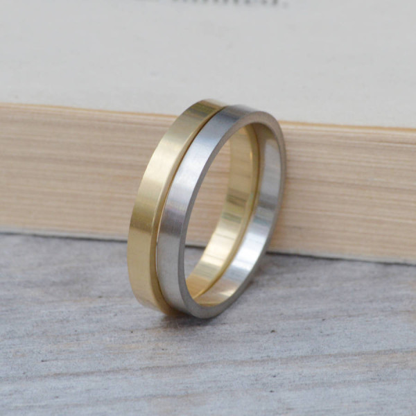 2mm Flat Wedding Band Wedding Solid Gold Ring Stackable