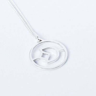 Solid White Gold Crux Initial Necklace