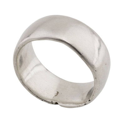 18CT White Gold Domed Sand Cast Wedding Ring